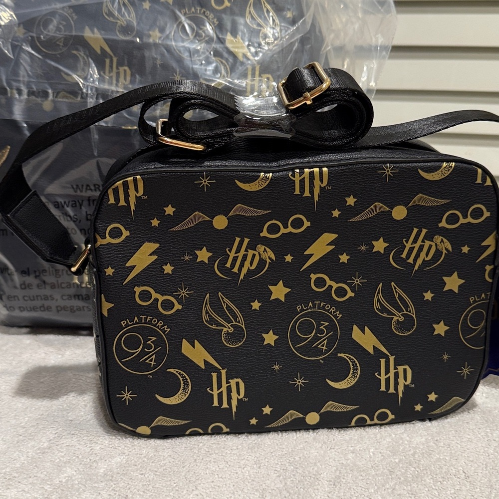 Loungefly Harry Potter Backpack & Crossbody Set NWT Hogwarts Logo Matching Set - Picture 2 of 7